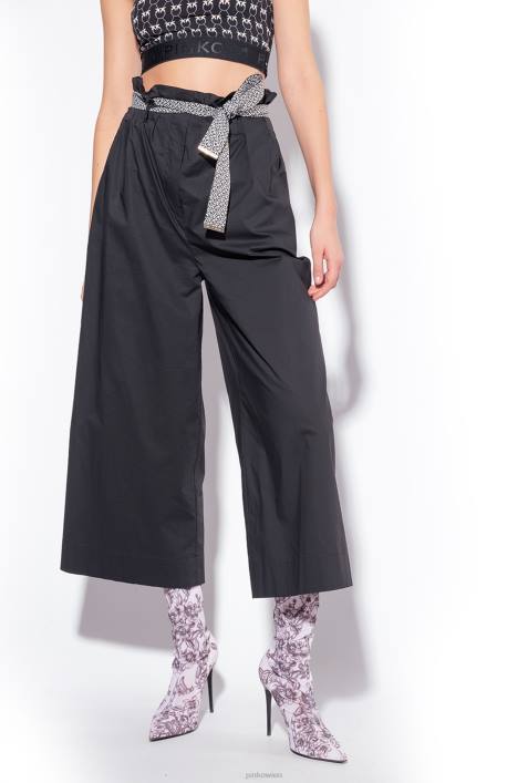 Freizeithosen | Pinko Limousine schwarz Hose mit weitem Bein und GürtelZ4ZP766