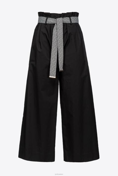 Freizeithosen | Pinko Limousine schwarz Hose mit weitem Bein und GürtelZ4ZP766