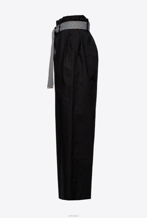 Freizeithosen | Pinko Limousine schwarz Hose mit weitem Bein und GürtelZ4ZP766