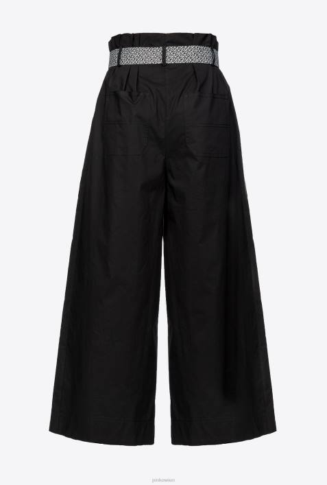 Freizeithosen | Pinko Limousine schwarz Hose mit weitem Bein und GürtelZ4ZP766