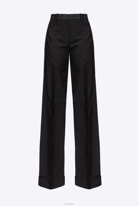 Freizeithosen | Pinko Limousine schwarz Hose mit weitem Bein und SatinZ4ZP735