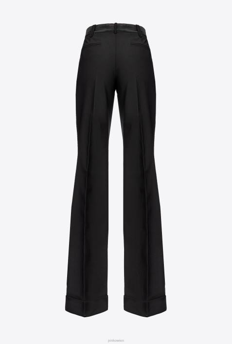 Freizeithosen | Pinko Limousine schwarz Hose mit weitem Bein und SatinZ4ZP735