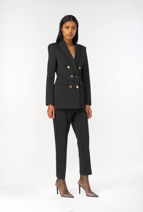Freizeithosen | Pinko Limousine schwarz Slim-Fit-Hose mit Love Birds-GürtelZ4ZP761
