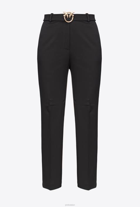 Freizeithosen | Pinko Limousine schwarz Slim-Fit-Hose mit Love Birds-GürtelZ4ZP761