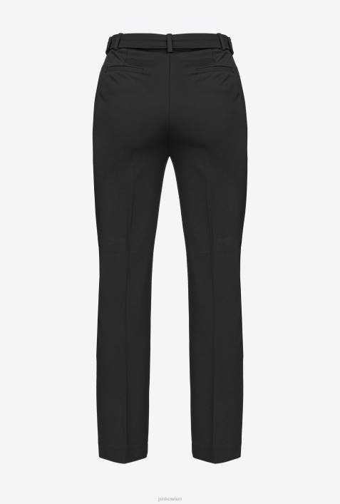 Freizeithosen | Pinko Limousine schwarz Slim-Fit-Hose mit Love Birds-GürtelZ4ZP761