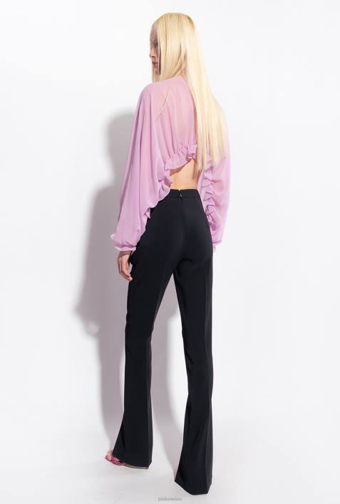 Freizeithosen | Pinko Limousine schwarz Slim-Fit-Hose mit geschlitztem SaumZ4ZP726