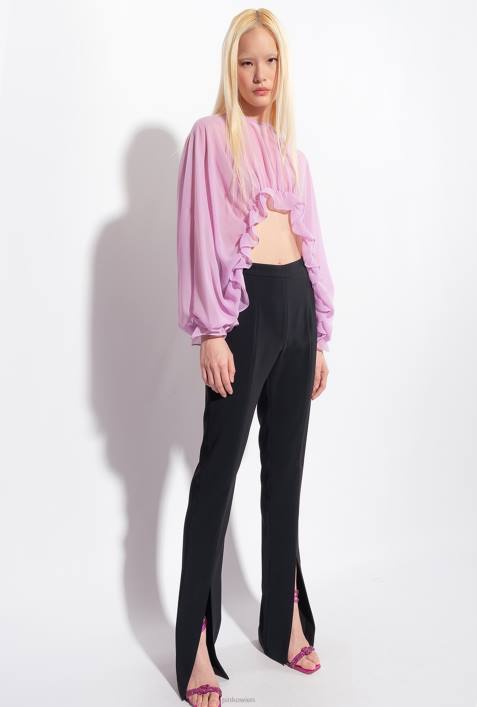 Freizeithosen | Pinko Limousine schwarz Slim-Fit-Hose mit geschlitztem SaumZ4ZP726