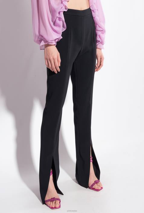 Freizeithosen | Pinko Limousine schwarz Slim-Fit-Hose mit geschlitztem SaumZ4ZP726