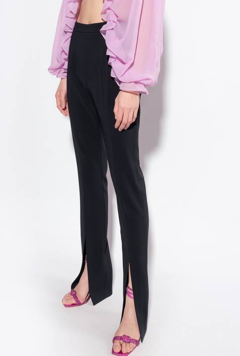 Freizeithosen | Pinko Limousine schwarz Slim-Fit-Hose mit geschlitztem SaumZ4ZP726