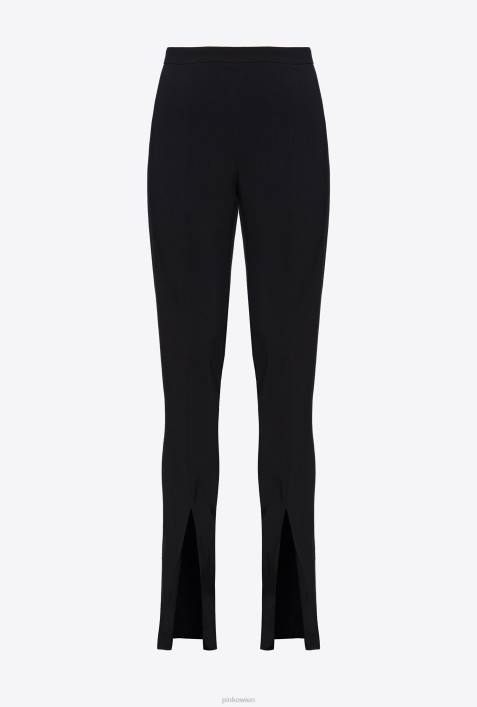 Freizeithosen | Pinko Limousine schwarz Slim-Fit-Hose mit geschlitztem SaumZ4ZP726