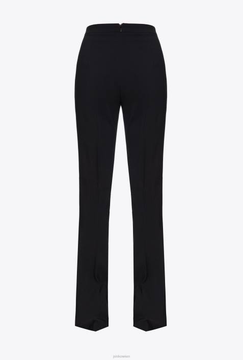Freizeithosen | Pinko Limousine schwarz Slim-Fit-Hose mit geschlitztem SaumZ4ZP726