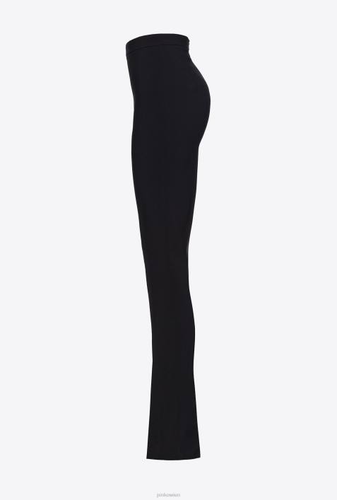Freizeithosen | Pinko Limousine schwarz Slim-Fit-Hose mit geschlitztem SaumZ4ZP726