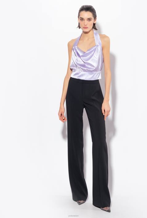 Freizeithosen | Pinko Limousine schwarz Stretchhose mit weitem BeinZ4ZP669