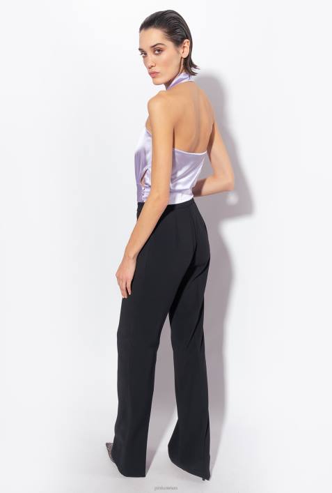 Freizeithosen | Pinko Limousine schwarz Stretchhose mit weitem BeinZ4ZP669
