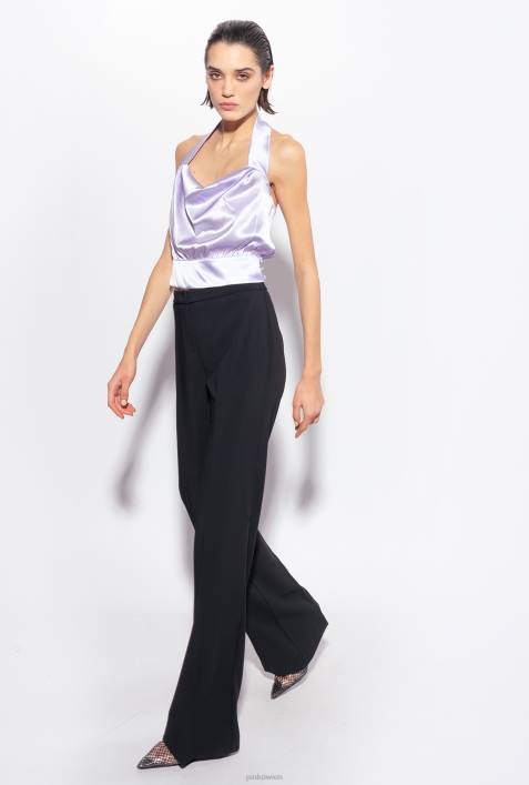 Freizeithosen | Pinko Limousine schwarz Stretchhose mit weitem BeinZ4ZP669