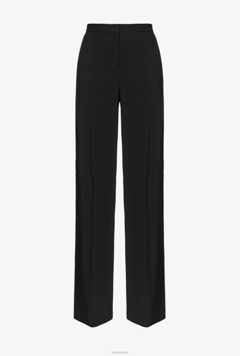Freizeithosen | Pinko Limousine schwarz Stretchhose mit weitem BeinZ4ZP669