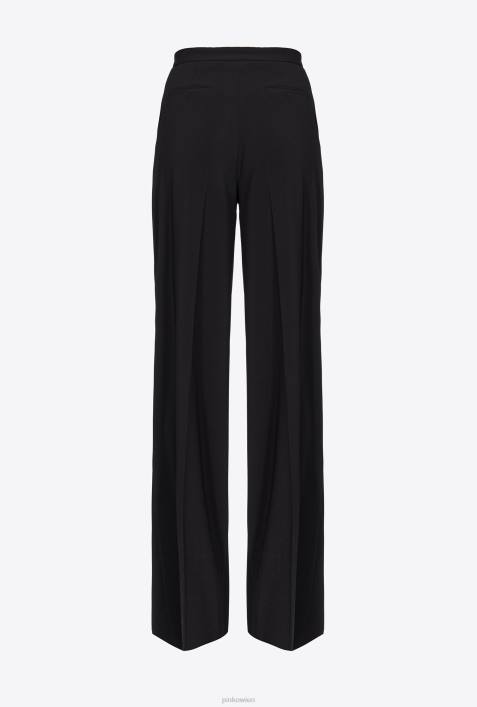 Freizeithosen | Pinko Limousine schwarz Stretchhose mit weitem BeinZ4ZP669