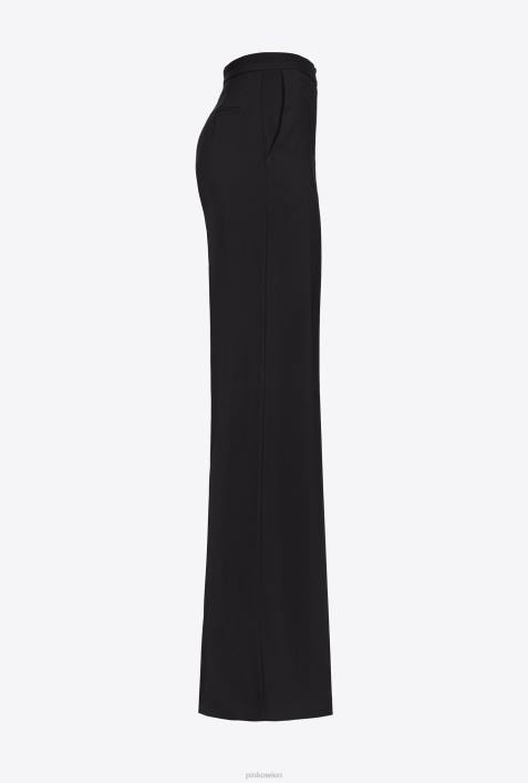 Freizeithosen | Pinko Limousine schwarz Stretchhose mit weitem BeinZ4ZP669