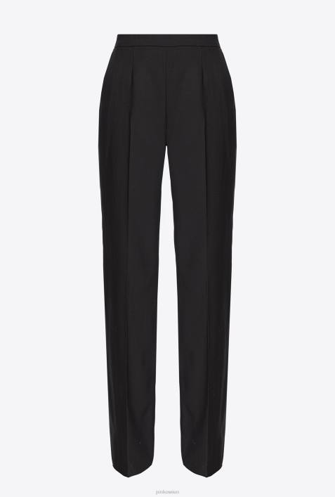 Freizeithosen | Pinko Limousine schwarz Wollhose mit weitem BeinZ4ZP696