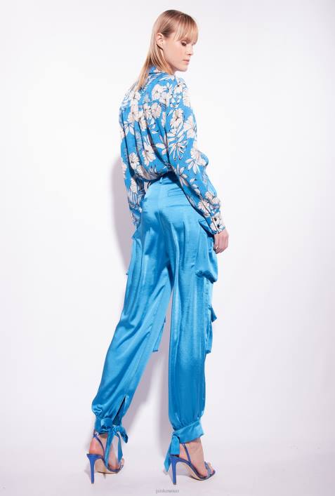 Freizeithosen | Pinko Regisseur blau Cargohose aus SatinZ4ZP763