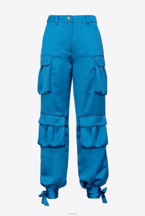 Freizeithosen | Pinko Regisseur blau Cargohose aus SatinZ4ZP763