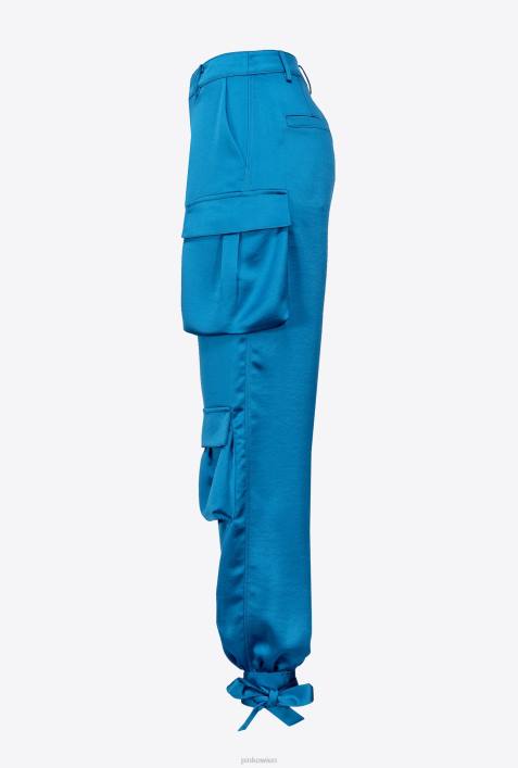 Freizeithosen | Pinko Regisseur blau Cargohose aus SatinZ4ZP763