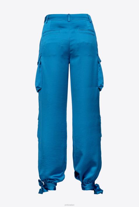 Freizeithosen | Pinko Regisseur blau Cargohose aus SatinZ4ZP763