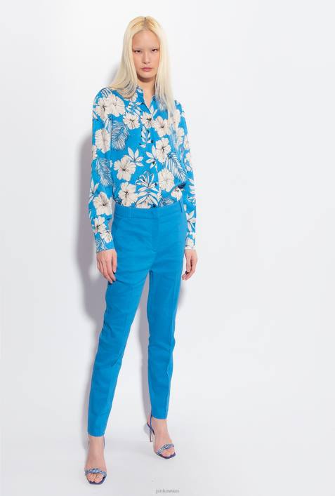 Freizeithosen | Pinko Regisseur blau Zigarettenhose aus Stretch-LeinenZ4ZP693