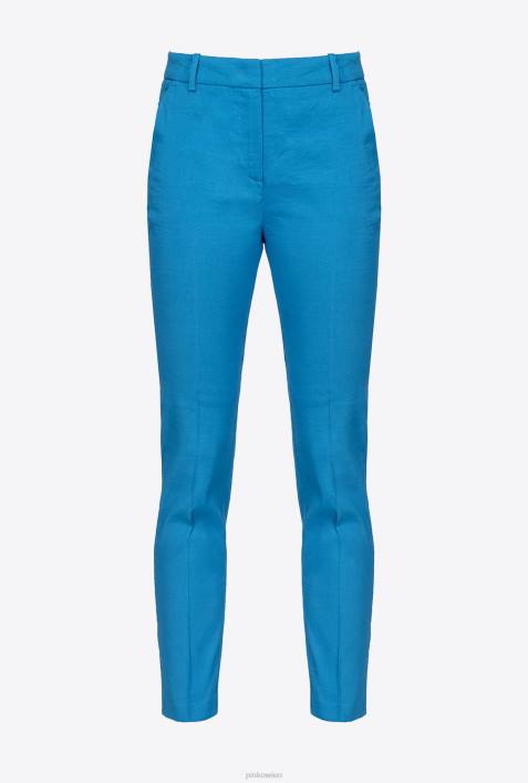 Freizeithosen | Pinko Regisseur blau Zigarettenhose aus Stretch-LeinenZ4ZP693