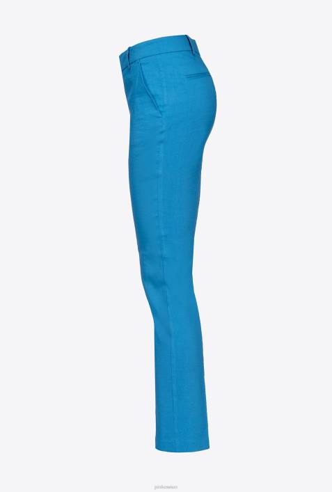 Freizeithosen | Pinko Regisseur blau Zigarettenhose aus Stretch-LeinenZ4ZP693