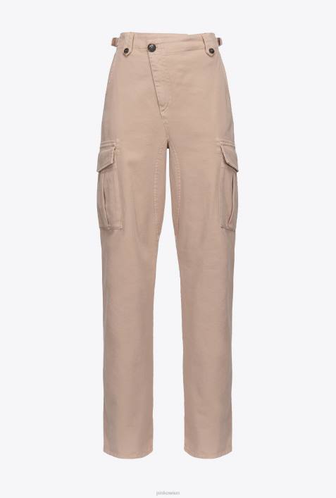 Freizeithosen | Pinko Rugby-Beige Cargohose mit diagonalem VerschlussZ4ZP709