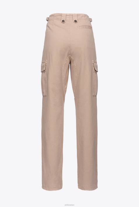 Freizeithosen | Pinko Rugby-Beige Cargohose mit diagonalem VerschlussZ4ZP709