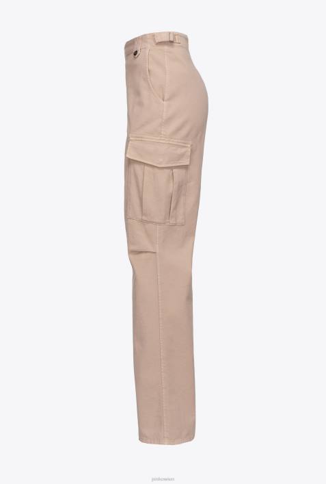 Freizeithosen | Pinko Rugby-Beige Cargohose mit diagonalem VerschlussZ4ZP709