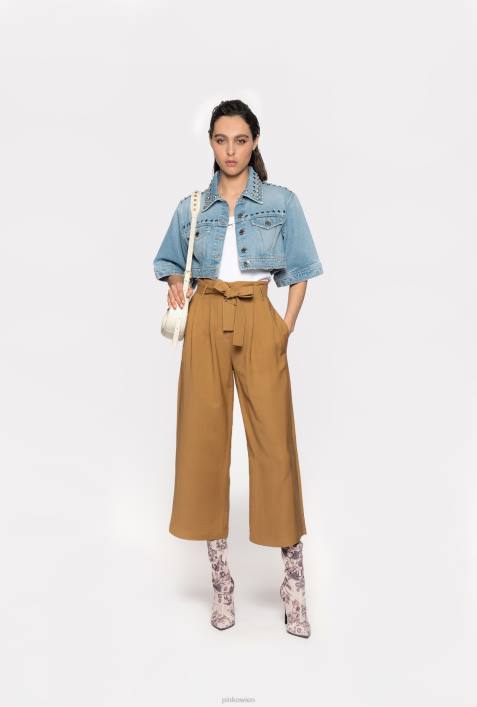 Freizeithosen | Pinko Senf Leinenhose mit SchleifengürtelZ4ZP706