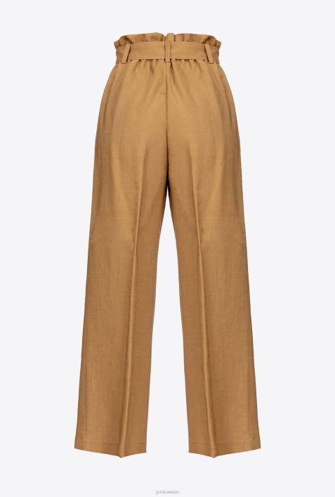 Freizeithosen | Pinko Senf Leinenhose mit SchleifengürtelZ4ZP706