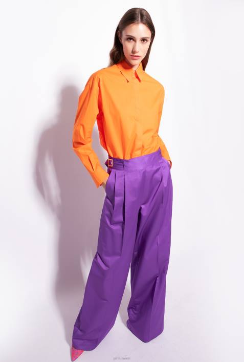 Freizeithosen | Pinko Stolz lila Palazzo-Hose mit HüftgurtenZ4ZP727