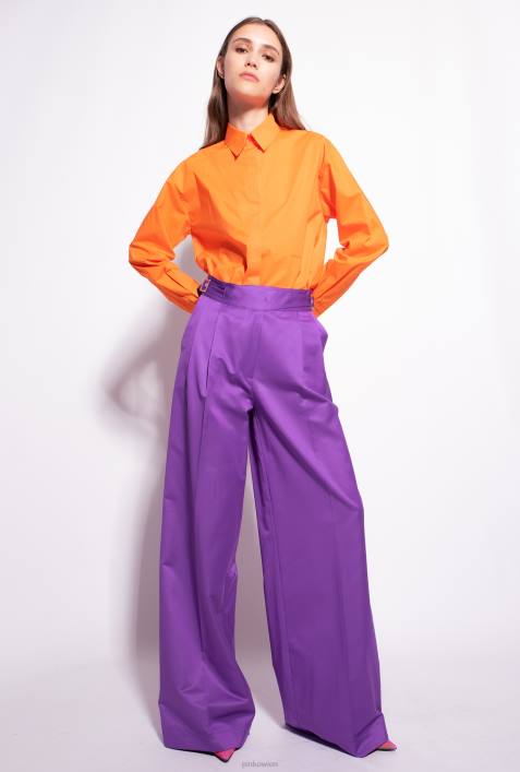 Freizeithosen | Pinko Stolz lila Palazzo-Hose mit HüftgurtenZ4ZP727