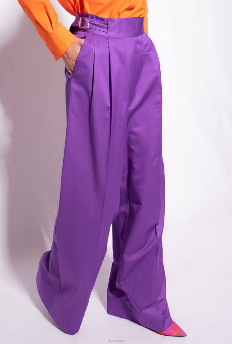 Freizeithosen | Pinko Stolz lila Palazzo-Hose mit HüftgurtenZ4ZP727