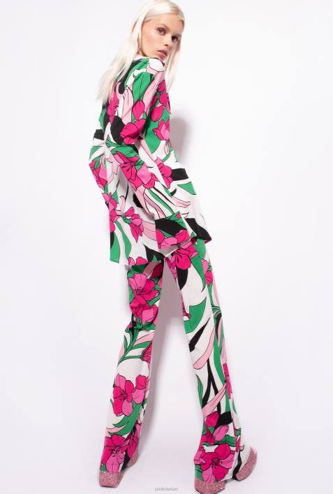 Freizeithosen | Pinko mehrfarbig schwarz/fuchsia Fließende Hose mit BlumendruckZ4ZP671