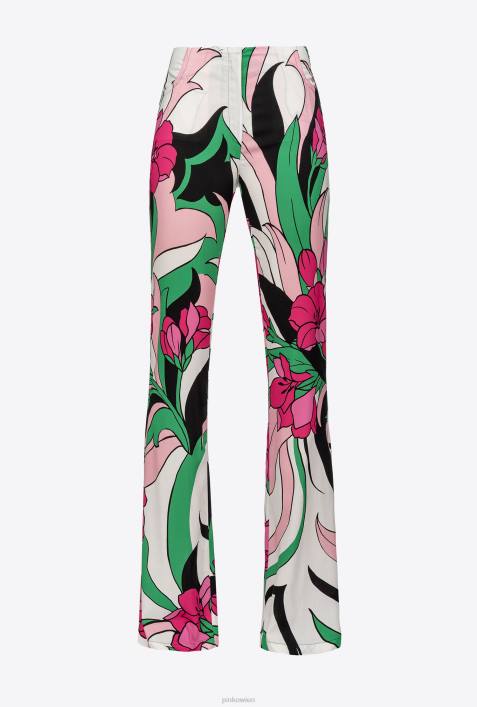 Freizeithosen | Pinko mehrfarbig schwarz/fuchsia Fließende Hose mit BlumendruckZ4ZP671