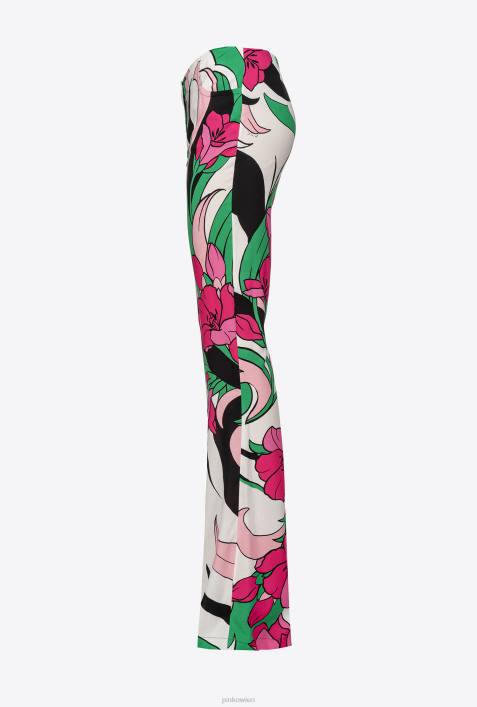 Freizeithosen | Pinko mehrfarbig schwarz/fuchsia Fließende Hose mit BlumendruckZ4ZP671