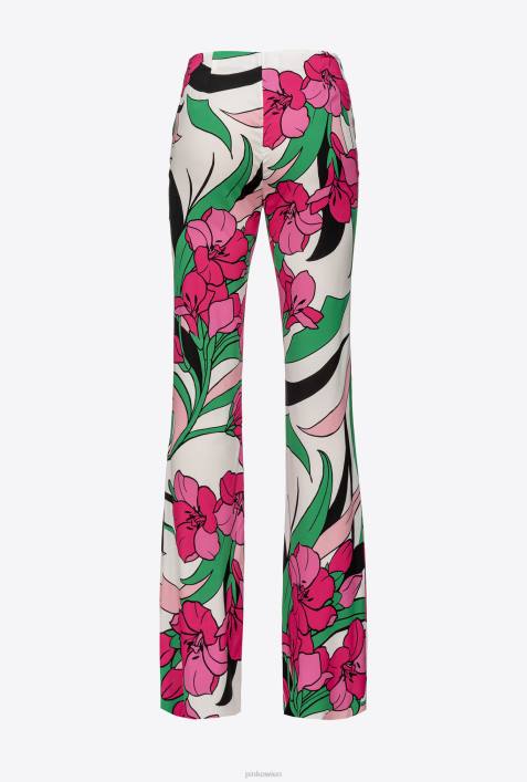 Freizeithosen | Pinko mehrfarbig schwarz/fuchsia Fließende Hose mit BlumendruckZ4ZP671