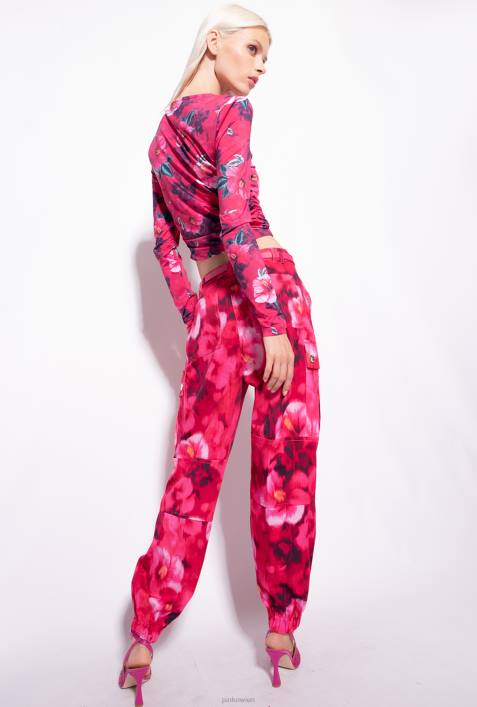 Freizeithosen | Pinko multi. Fuchsia/Rosa Cargohose mit Hibiskus-PrintZ4ZP649