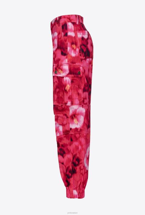 Freizeithosen | Pinko multi. Fuchsia/Rosa Cargohose mit Hibiskus-PrintZ4ZP649