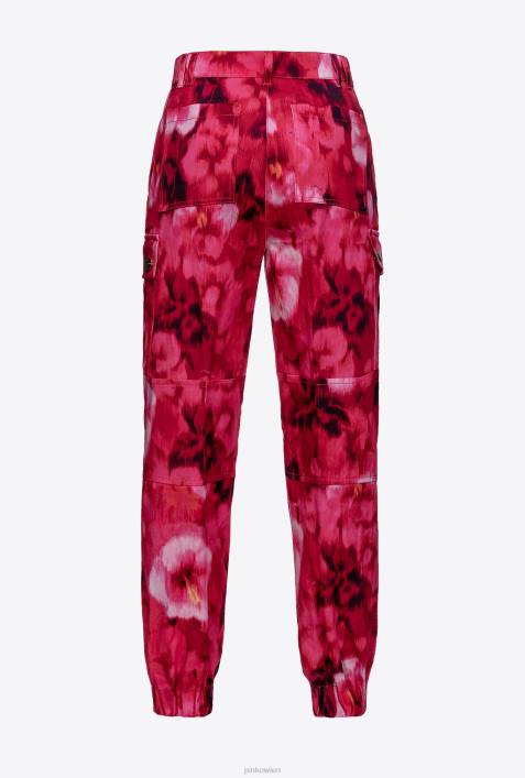 Freizeithosen | Pinko multi. Fuchsia/Rosa Cargohose mit Hibiskus-PrintZ4ZP649