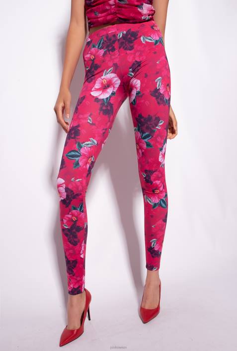 Freizeithosen | Pinko multi. Fuchsia/Rosa Leggings mit Hibiskus-PrintZ4ZP685