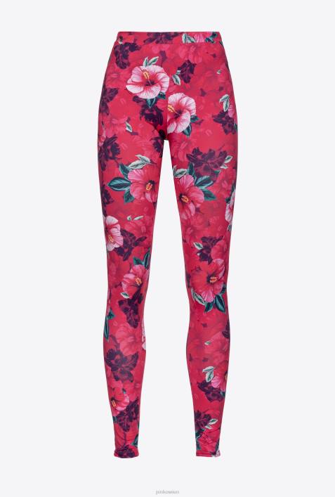 Freizeithosen | Pinko multi. Fuchsia/Rosa Leggings mit Hibiskus-PrintZ4ZP685
