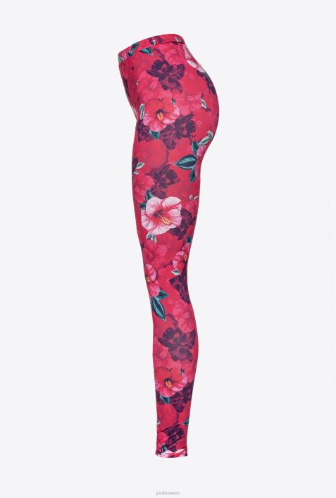 Freizeithosen | Pinko multi. Fuchsia/Rosa Leggings mit Hibiskus-PrintZ4ZP685