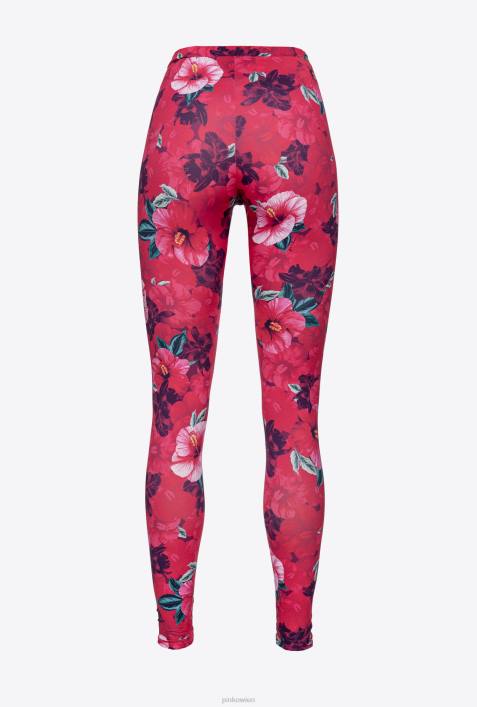 Freizeithosen | Pinko multi. Fuchsia/Rosa Leggings mit Hibiskus-PrintZ4ZP685