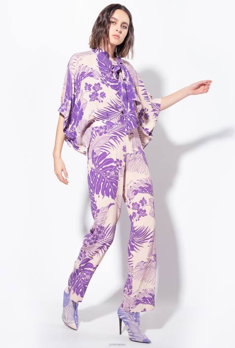 Freizeithosen | Pinko nackt/lila Hose mit tropischem PrintZ4ZP654